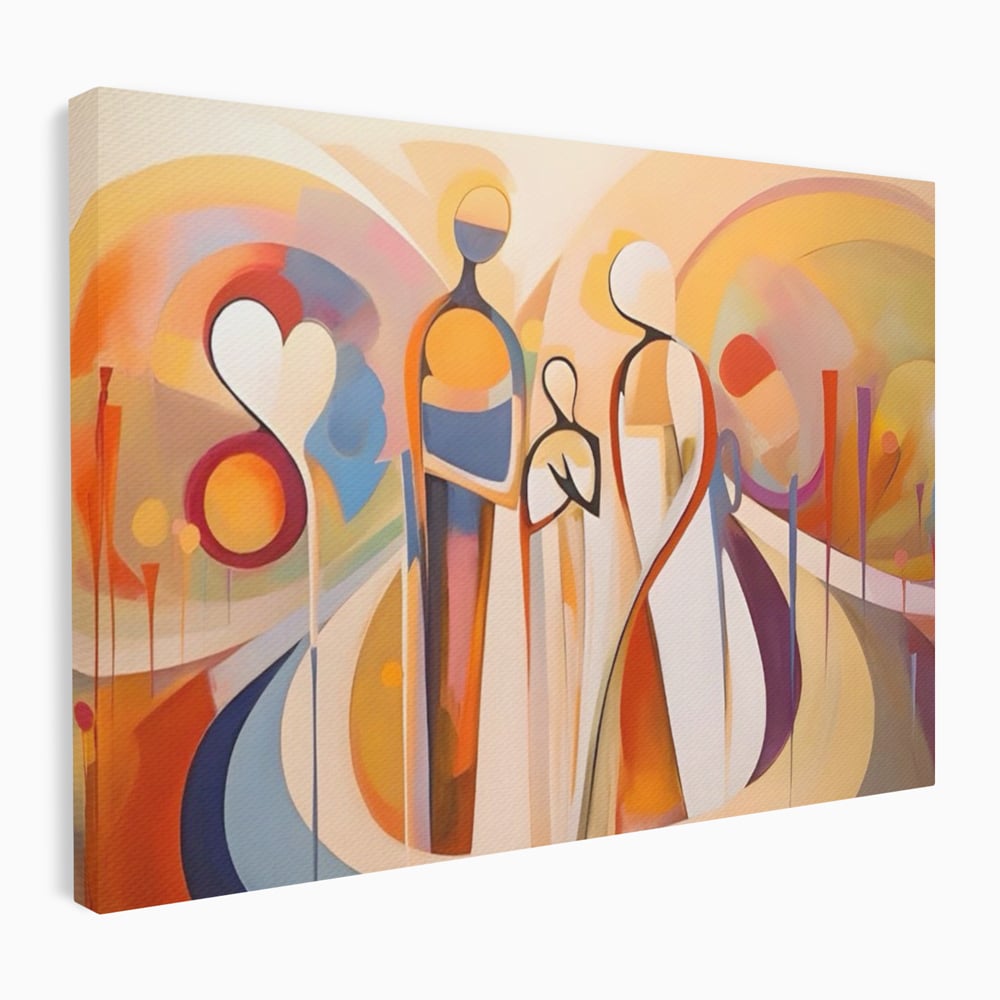 Tablou canvas cu tablou canvas cu familie abstracta, fara rama, pe sasiu de lemn